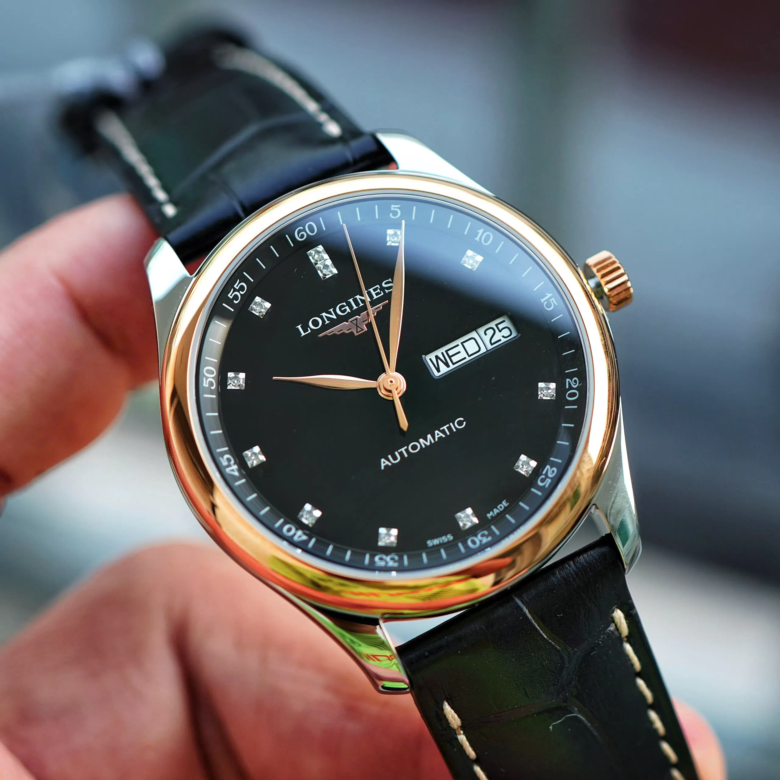 Đồng hồ Longines Master Kim Cương Niềng Vàng 18k L2.755.5.59.2 L27555592