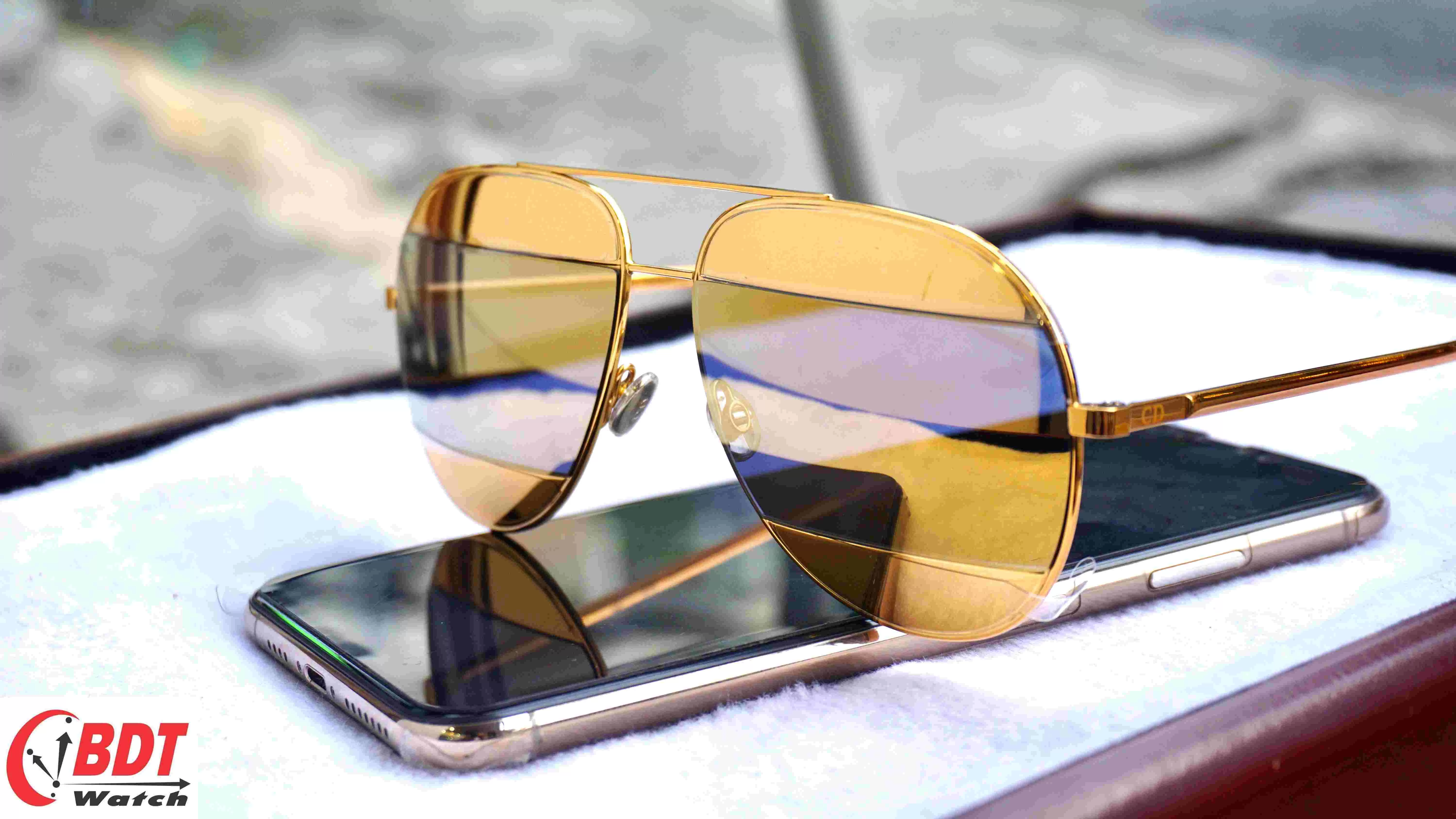 Mắt kính Dior Gold Orange Aviator Unisex Sunglasses DIORSPLIT1 1VT/SQ 59