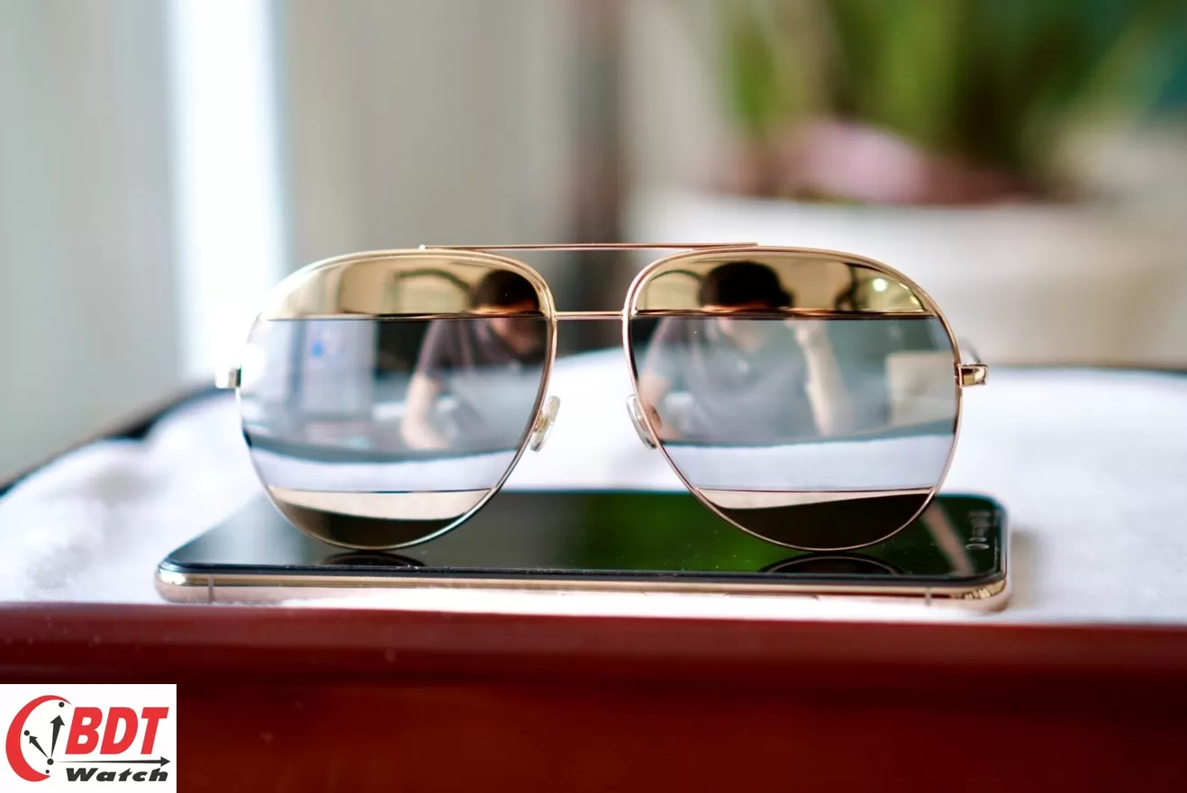 Mắt kính Dior Gold, Silver Mirror Aviator Unisex Sunglasses DIORSPLIT1 000/DC 59