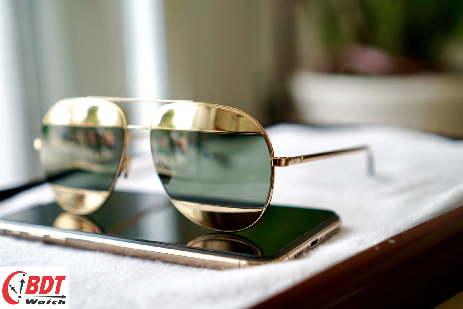 Mắt kính Dior Split Gold, Green Mirror Aviator Sunglasses DIORSPLIT1 50000000