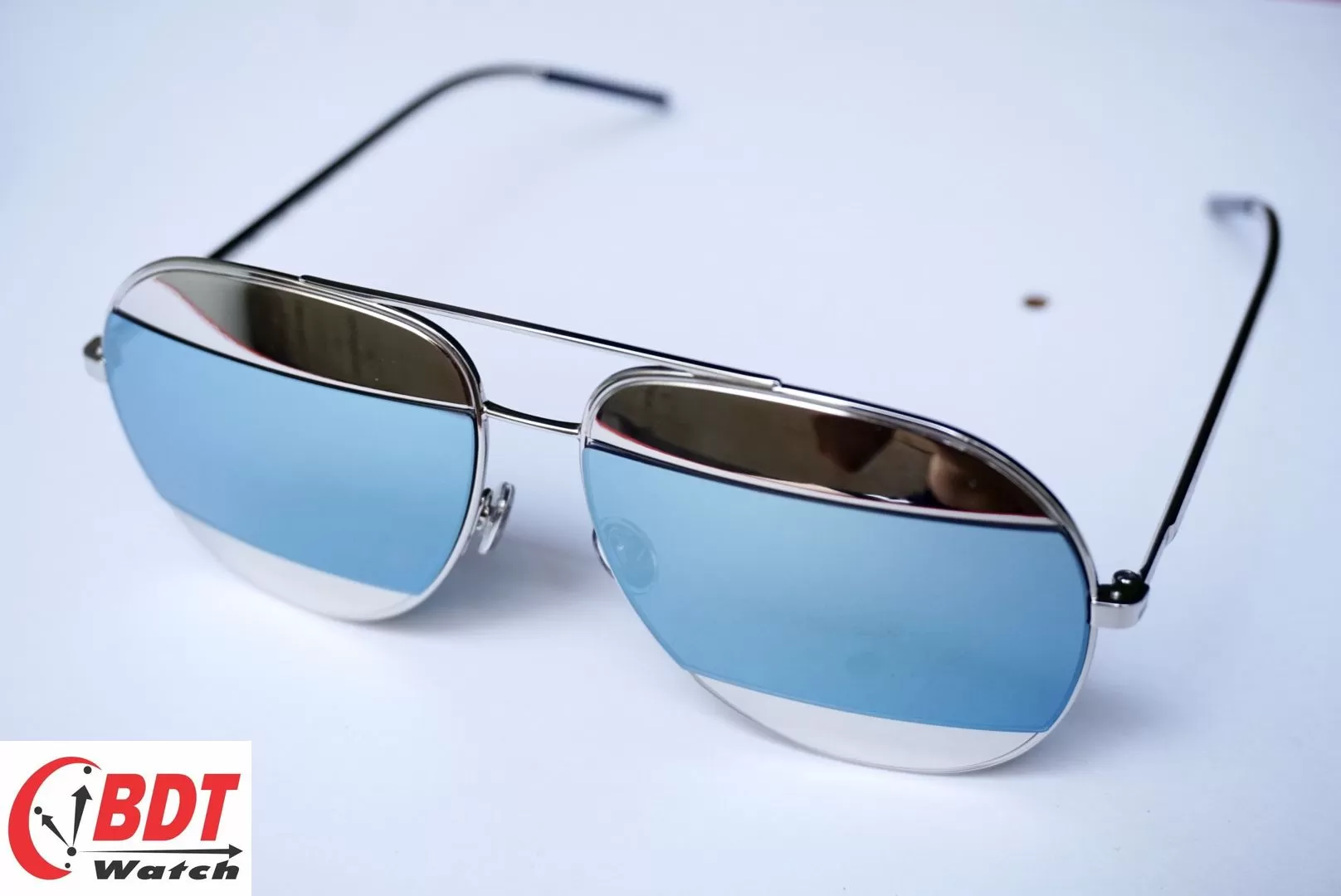 Mắt kính Dior Split Silver, Blue Mirror Aviator Unisex Sunglasses