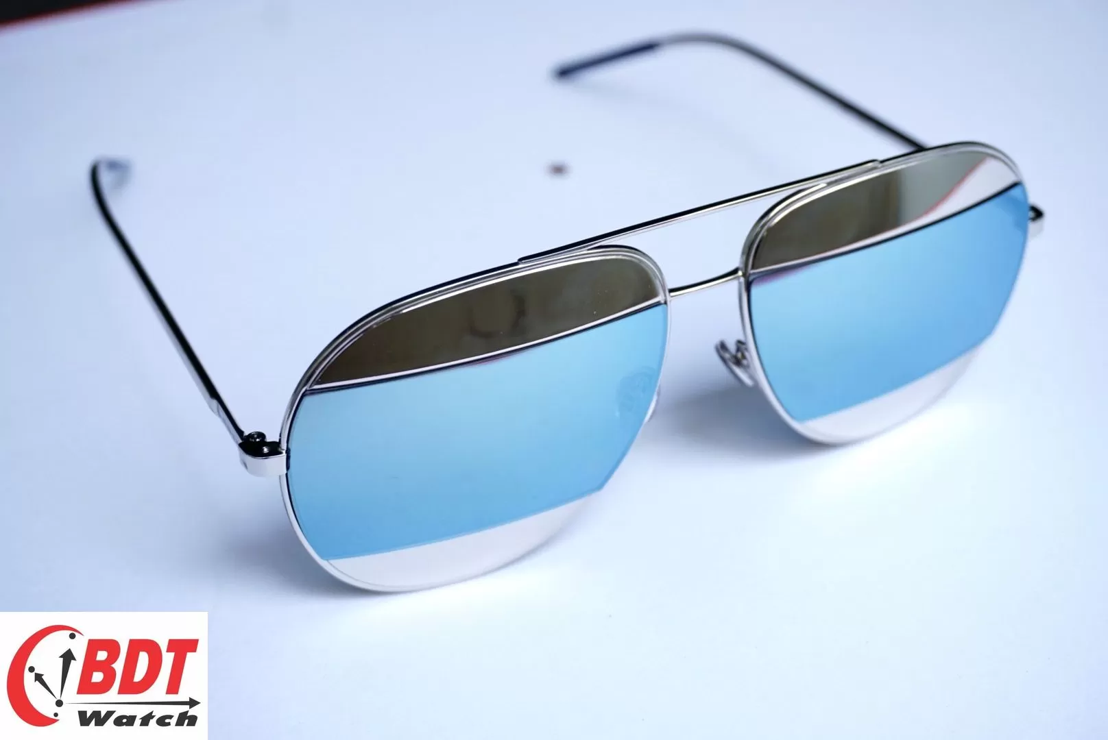 Mắt kính Dior Split Silver, Blue Mirror Aviator Unisex Sunglasses